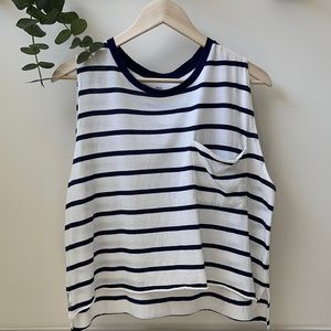 •AERIE• Real Soft Muscle Tee Navy Stripes S